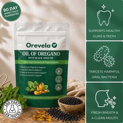 Orevela® Wild Oregano & Black Seed Oil - ELIMINATES GUM DISEASE