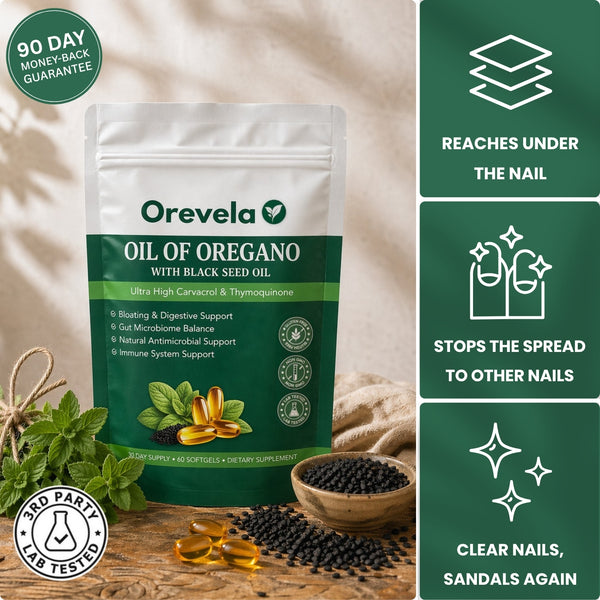 Orevela® Wild Oregano & Black Seed Oil - Eliminates Nail Fungus